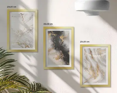 Tríptico enmarcado con diseños abstractos en tonos blancos y negros