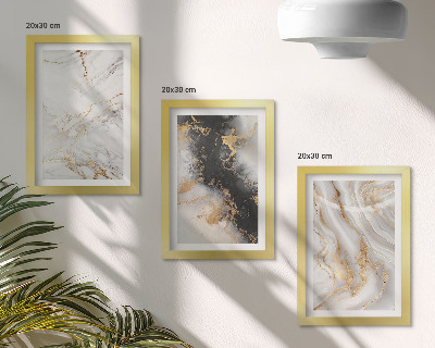 Tríptico enmarcado Diseños abstractos en tonos blancos y negros.