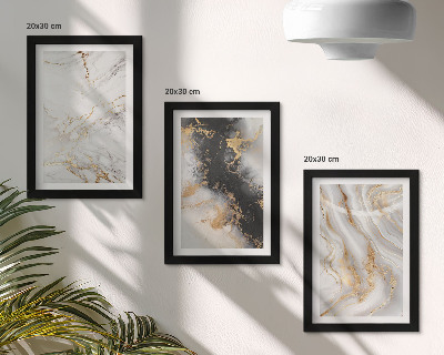 Tríptico enmarcado Diseños abstractos en tonos blancos y negros.