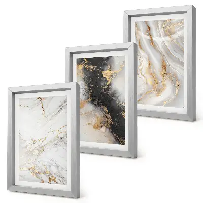 Tríptico enmarcado con diseños abstractos en tonos blancos y negros