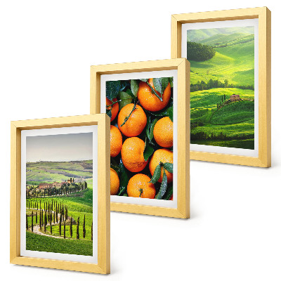 Tríptico enmarcado Paisaje rural italiano con naranjas y naturaleza.