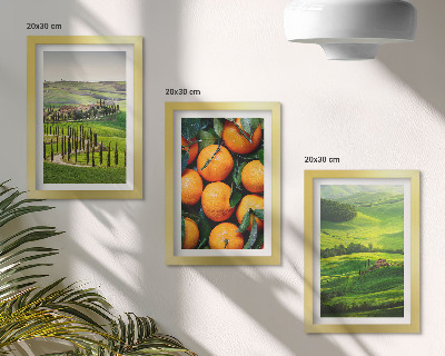 Tríptico enmarcado Paisaje rural italiano con naranjas y naturaleza.