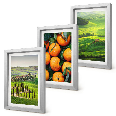 Tríptico enmarcado Paisaje rural italiano con naranjas y naturaleza.