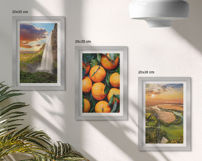 Juego de 3 cuadros decorativos Cascada, montaña, naranjas, paisaje italiano con puesta de sol.