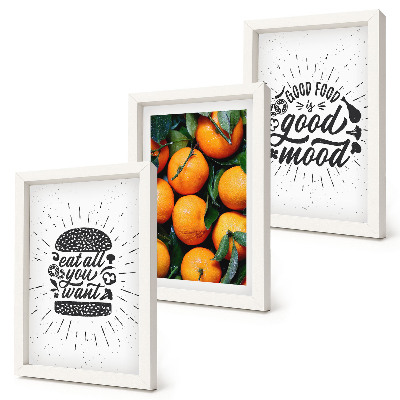 Tríptico enmarcado Motivos de cocina y naranjas jugosas
