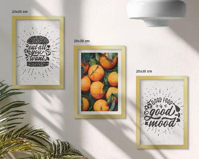 Tríptico enmarcado Motivos de cocina y naranjas jugosas