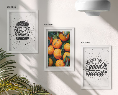 Tríptico enmarcado Motivos de cocina y naranjas jugosas
