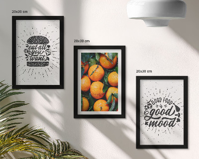 Tríptico enmarcado Motivos de cocina y naranjas jugosas