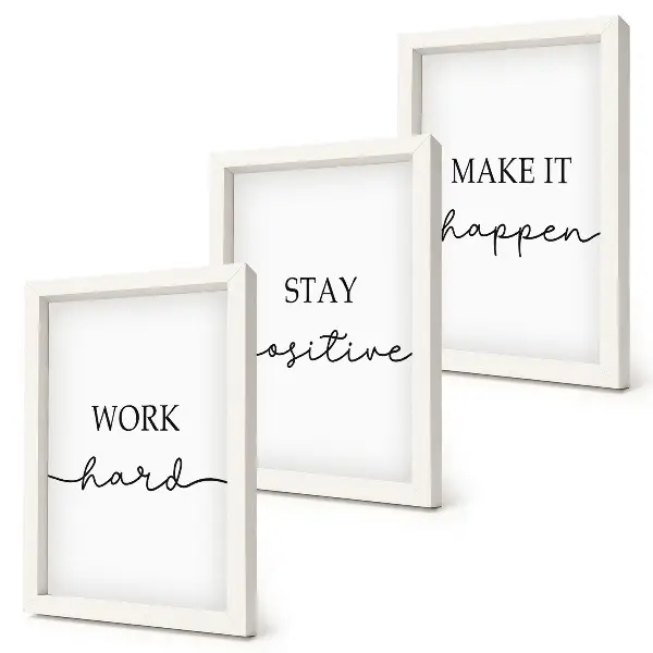 Juego de 3 cuadros decorativos con frases motivacionales minimalistas