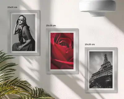 Tríptico enmarcado de mujer parisina con gafas de color rosa y la Torre Eiffel