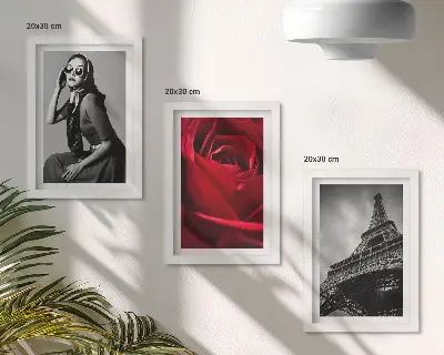 Tríptico enmarcado de mujer parisina con gafas de color rosa y la Torre Eiffel