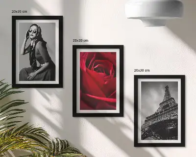Tríptico enmarcado de mujer parisina con gafas de color rosa y la Torre Eiffel
