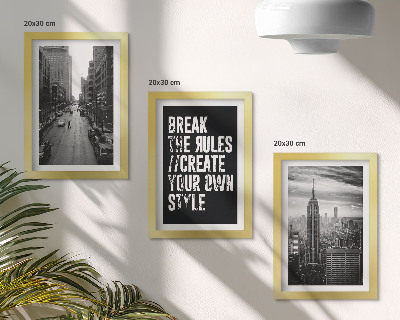 Juego de 3 cuadros decorativos Calles de la ciudad en blanco y negro con una inscripción inspiradora.