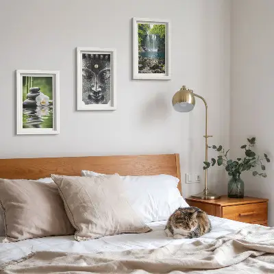 Juego de 3 cuadros decorativos con diseño de armonía de la naturaleza, piedras, agua y Buda