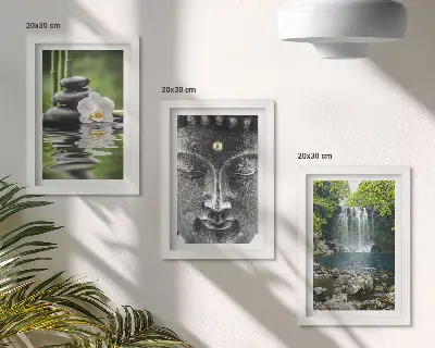Juego de 3 cuadros decorativos con diseño de armonía de la naturaleza, piedras, agua y Buda