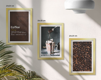 Juego de 3 cuadros decorativos Definición de bebida de crema batida con granos de café