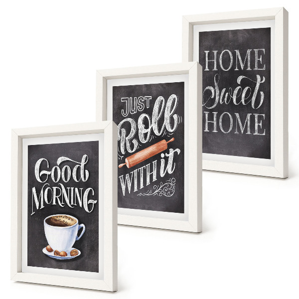 Juego de 3 cuadros decorativos Temas para la cocina del hogar, inscripciones en pizarra