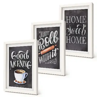Juego de 3 cuadros decorativos con diseños de inscripciones en pizarra ideales para la cocina