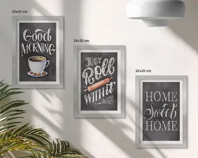 Juego de 3 cuadros decorativos con diseños de inscripciones en pizarra ideales para la cocina