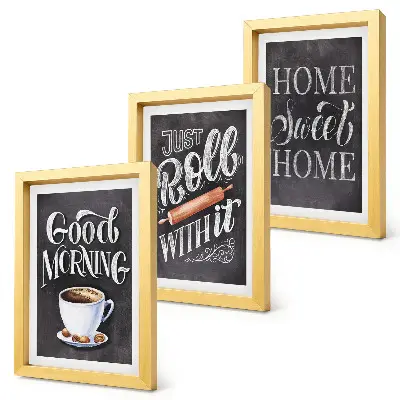Juego de 3 cuadros decorativos con diseños de inscripciones en pizarra ideales para la cocina