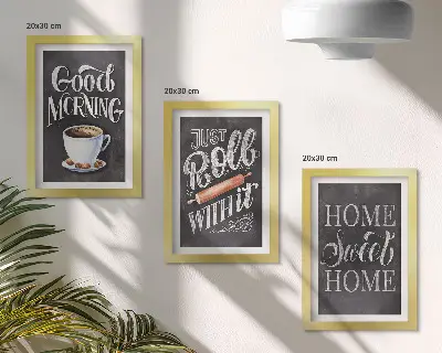 Juego de 3 cuadros decorativos con diseños de inscripciones en pizarra ideales para la cocina
