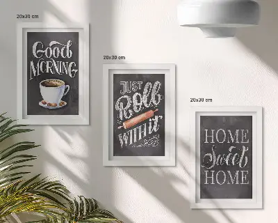 Juego de 3 cuadros decorativos con diseños de inscripciones en pizarra ideales para la cocina
