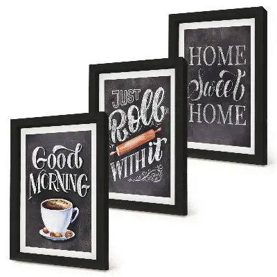 Juego de 3 cuadros decorativos con diseños de inscripciones en pizarra ideales para la cocina