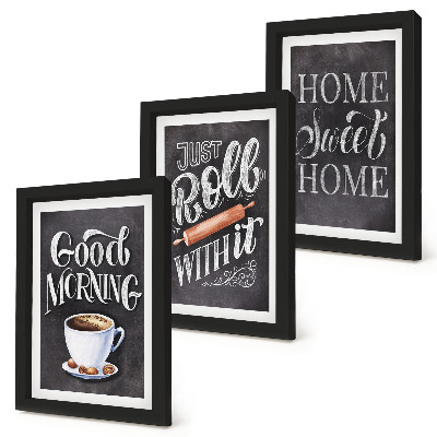 Juego de 3 cuadros decorativos Temas para la cocina del hogar, inscripciones en pizarra