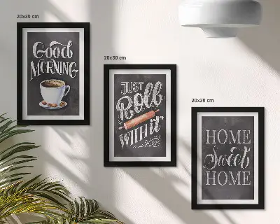 Juego de 3 cuadros decorativos con diseños de inscripciones en pizarra ideales para la cocina