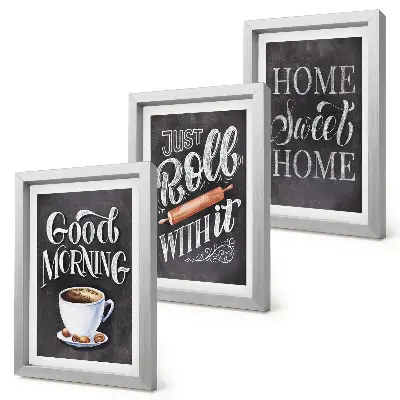 Juego de 3 cuadros decorativos con diseños de inscripciones en pizarra ideales para la cocina