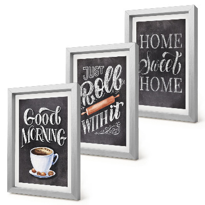 Juego de 3 cuadros decorativos Temas para la cocina del hogar, inscripciones en pizarra