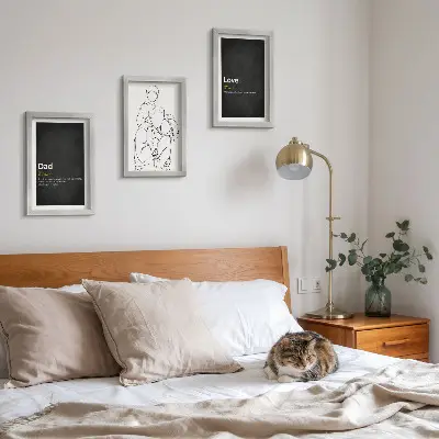 Juego de 3 cuadros decorativos con dibujo lineal familiar de definiciones de amor y paternidad