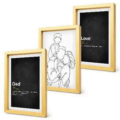 Juego de 3 cuadros decorativos con dibujo lineal familiar de definiciones de amor y paternidad