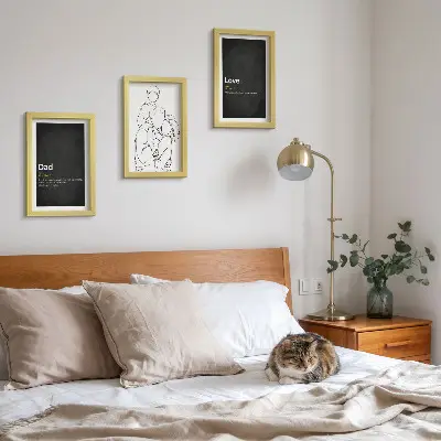 Juego de 3 cuadros decorativos con dibujo lineal familiar de definiciones de amor y paternidad