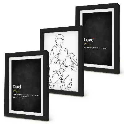 Juego de 3 cuadros decorativos con dibujo lineal familiar de definiciones de amor y paternidad