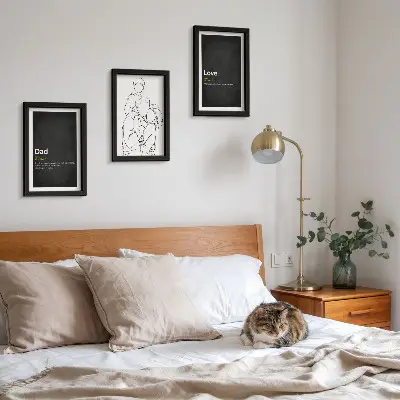 Juego de 3 cuadros decorativos con dibujo lineal familiar de definiciones de amor y paternidad