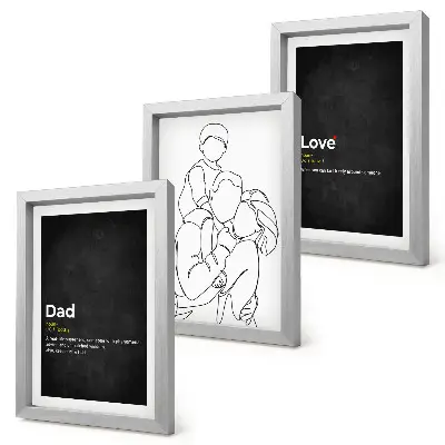 Juego de 3 cuadros decorativos con dibujo lineal familiar de definiciones de amor y paternidad