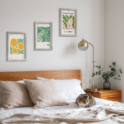 Juego de 3 cuadros decorativos Pósteres con motivos de frutas y plantas en colores pastel