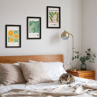 Juego de 3 cuadros decorativos Pósteres con motivos de frutas y plantas en colores pastel