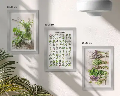 Lista de hierbas secas para la cocina tríptico enmarcado