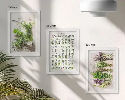 Lista de hierbas secas para la cocina tríptico enmarcado