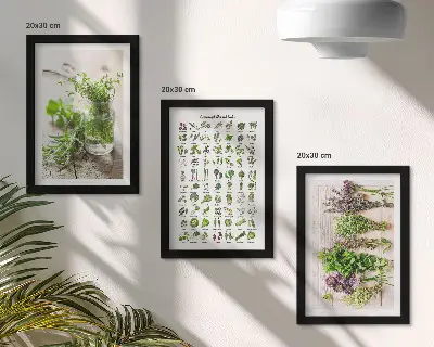 Lista de hierbas secas para la cocina tríptico enmarcado
