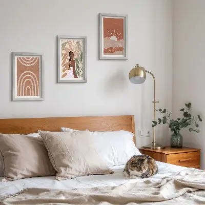 Juego de 3 cuadros decorativos con formas e ilustraciones abstractas de estilo bohemio