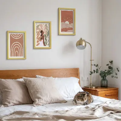 Juego de 3 cuadros decorativos con formas e ilustraciones abstractas de estilo bohemio