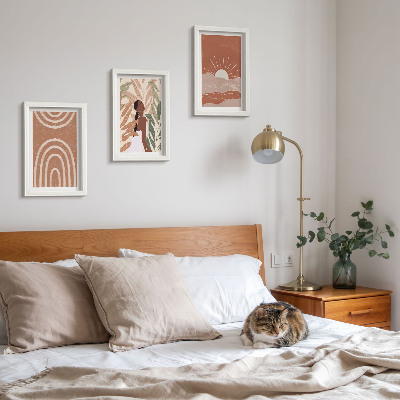 Juego de 3 cuadros decorativos Formas e ilustraciones abstractas de estilo bohemio.