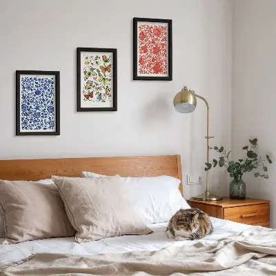 Pósteres vintage de flores, mariposas y adornos tríptico enmarcado
