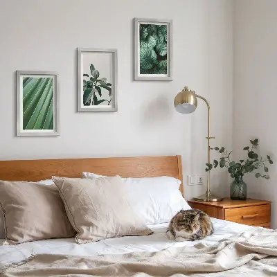Juego de 3 cuadros decorativos con diseño de hojas tropicales en tonos verdes