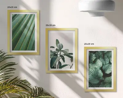 Juego de 3 cuadros decorativos con diseño de hojas tropicales en tonos verdes