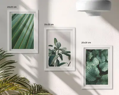 Juego de 3 cuadros decorativos con diseño de hojas tropicales en tonos verdes