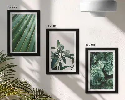 Juego de 3 cuadros decorativos con diseño de hojas tropicales en tonos verdes